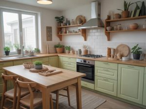 Créer une cuisine naturelle : allier matériaux durables et plantes aromatiques pour un espace sain